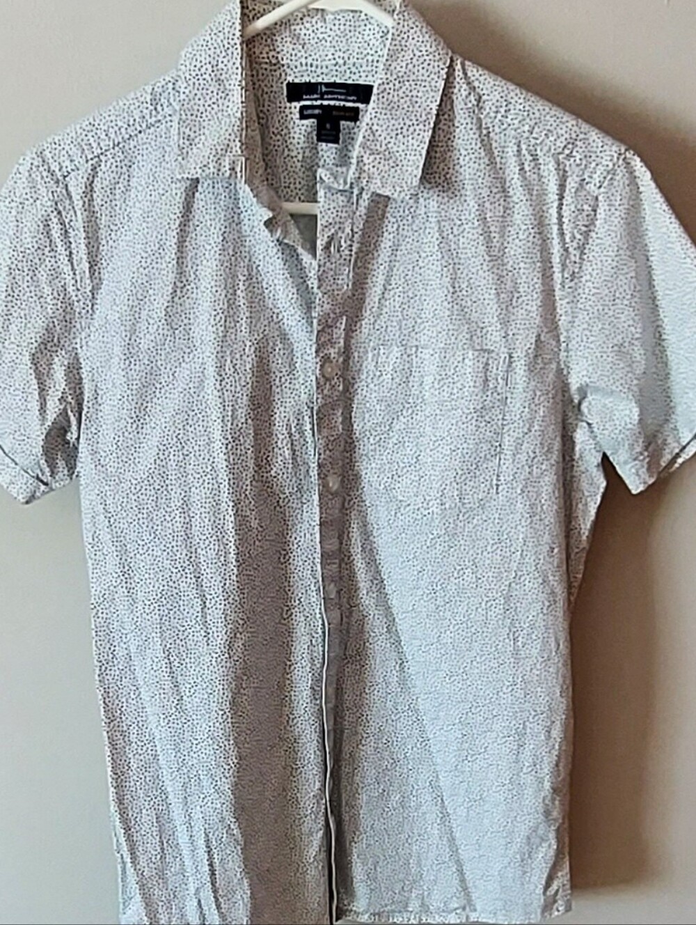 Marc Anthony White Short-Sleeve Button-Down with Tiny Dot Print
